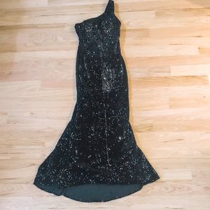 Sequined One Shoulder Gown